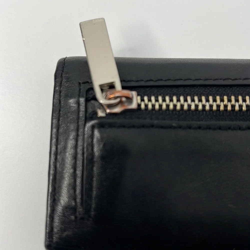 Lanvin key holder with key ring - black leather with silver hardware
